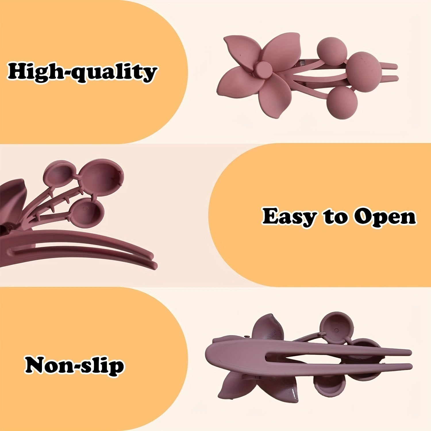 6pcs Women's flower duckbill clip, colorful flower hair clip, simple flower hair clip, high-end hair styling on the back of the head with coiled duckbill clip hair headband