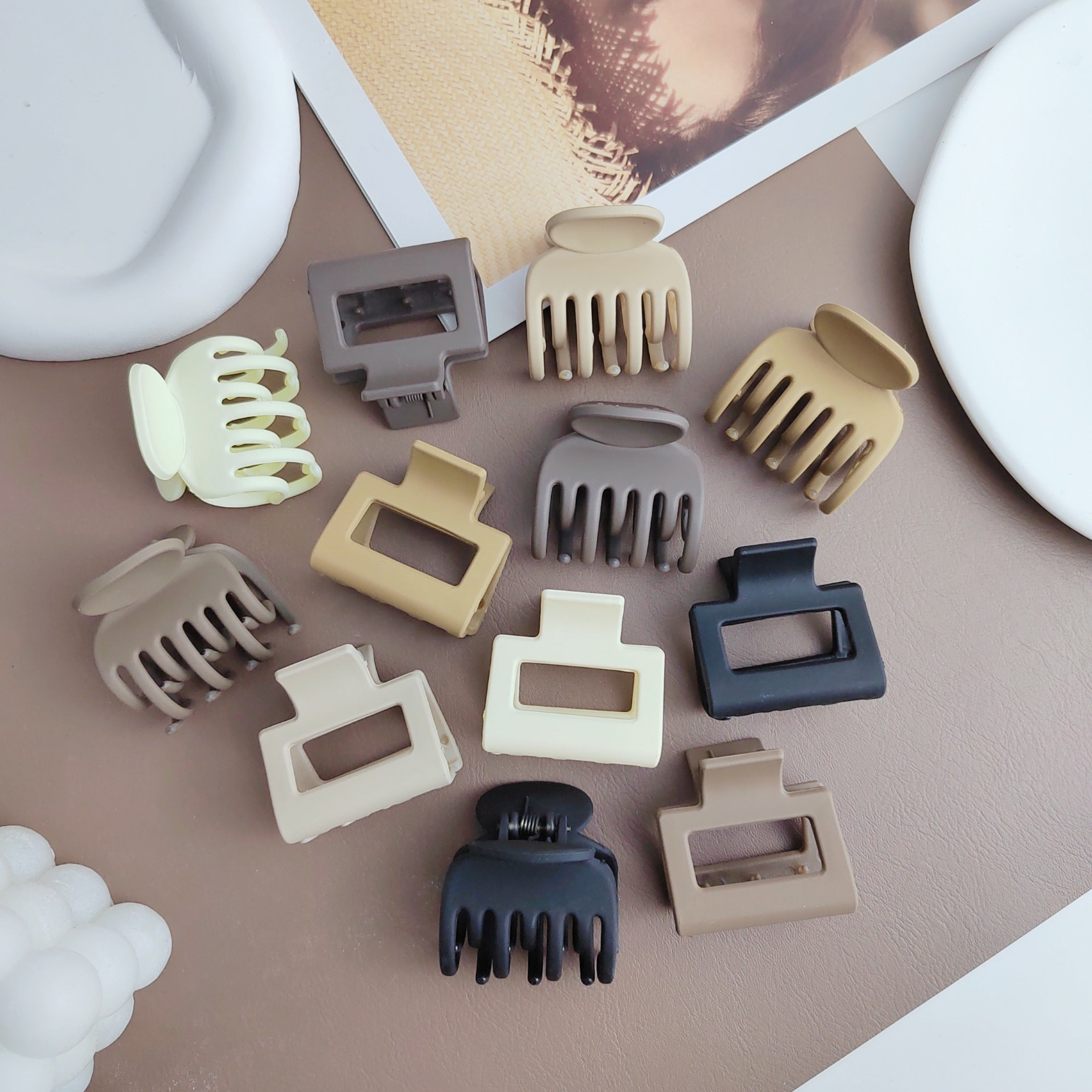 6/12pcs of Women'S Small Claw Hair Clips, Rectangular Claw Clips, And Double-Row Tooth Hair Clips, Matte Small Hair Clips Suitable for Thin to Medium Thick Hair, Cute Strong Hold Jaw Clips