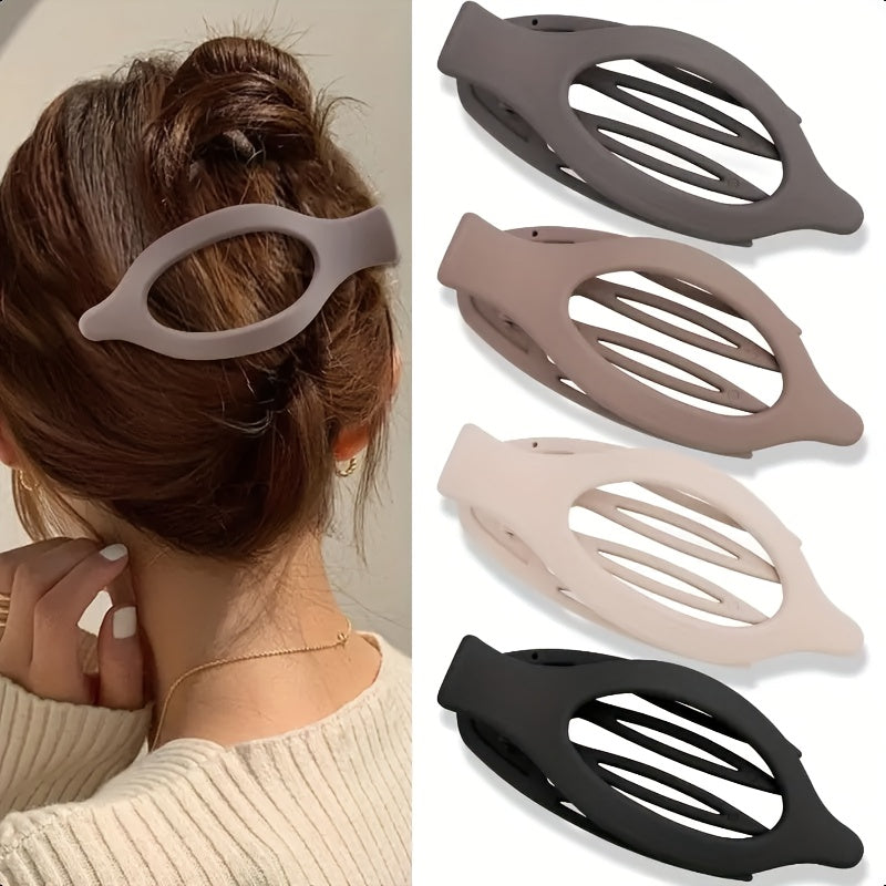 [Hair Clips Gift Set] 4pcs Women's Hair Additions Hair Clips Minimalist Style Multicolor Oval Hollow Hair Clips Versatile And Practical Suitable For Daily Commuting Leisure Multi-Scene Gift Set