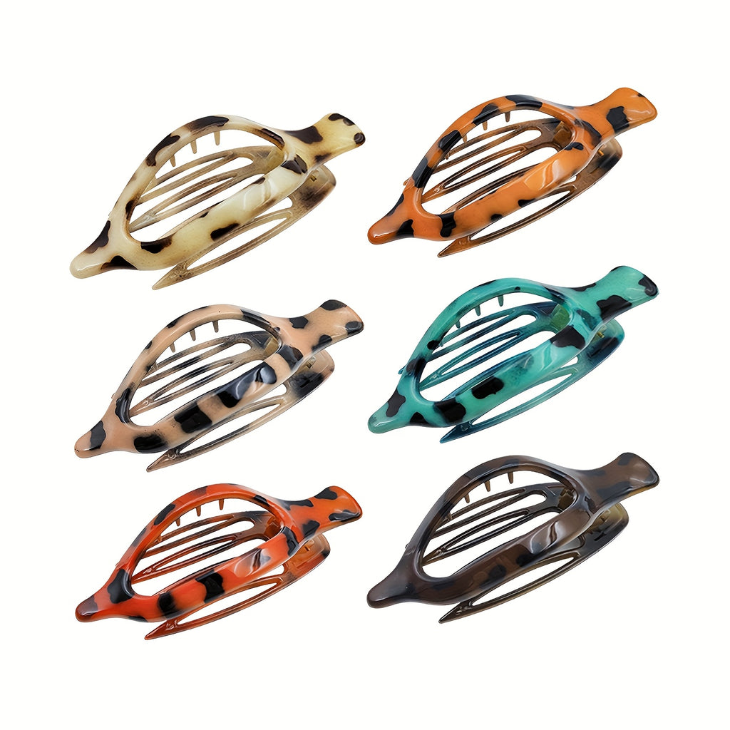 2D Flat - French Concord Hair Clips - a Set of 6 Side-Sliding Curling Clips for Women, Providing Strong Hold, Non-Slip, Suitable for Thick Or Thin Hair (Matte End)