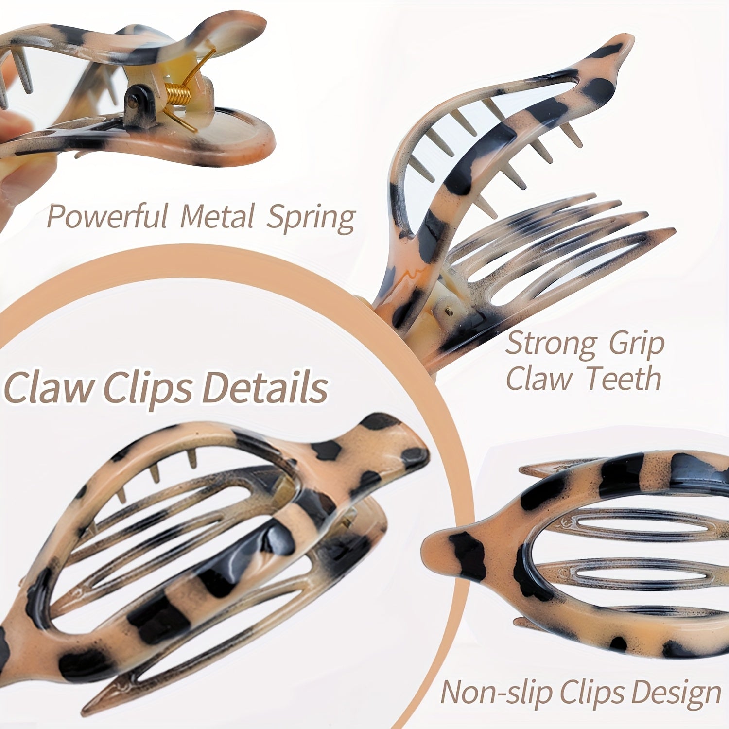 2D Flat - French Concord Hair Clips - a Set of 6 Side-Sliding Curling Clips for Women, Providing Strong Hold, Non-Slip, Suitable for Thick Or Thin Hair (Matte End)