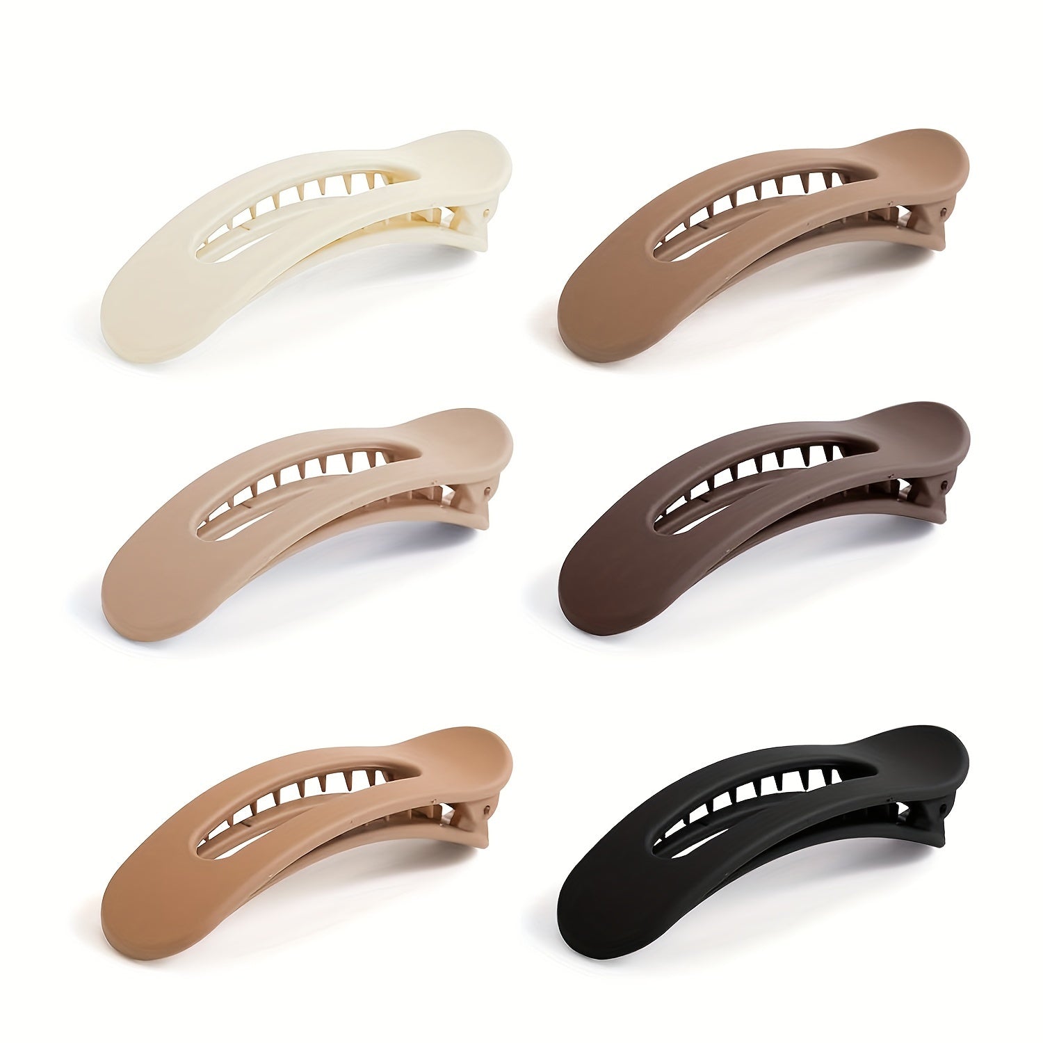 2D Flat - French Concord Hair Clips - a Set of 6 Side-Sliding Curling Clips for Women, Providing Strong Hold, Non-Slip, Suitable for Thick Or Thin Hair (Matte End)