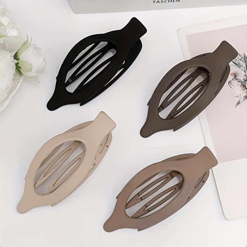 [Hair Clips Gift Set] 4pcs Women's Hair Additions Hair Clips Minimalist Style Multicolor Oval Hollow Hair Clips Versatile And Practical Suitable For Daily Commuting Leisure Multi-Scene Gift Set