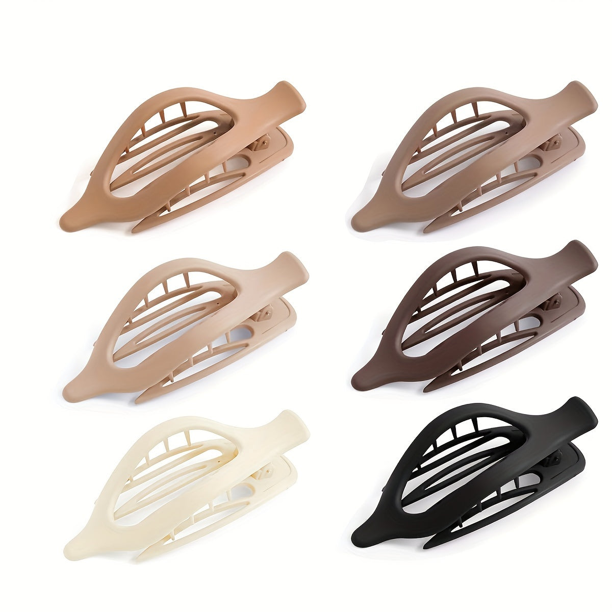 2D Flat - French Concord Hair Clips - a Set of 6 Side-Sliding Curling Clips for Women, Providing Strong Hold, Non-Slip, Suitable for Thick Or Thin Hair (Matte End)