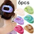 2D Flat - 5/6pcs Set of Oversized Shark-Shaped Hair Clips - Soft And Vibrant Colors Features: - Non-Slip Curved Claw Design - Extra-Large Flat Clips Ideal For: - Beach Outings - Travel Adventures - Parties - Everyday Wear