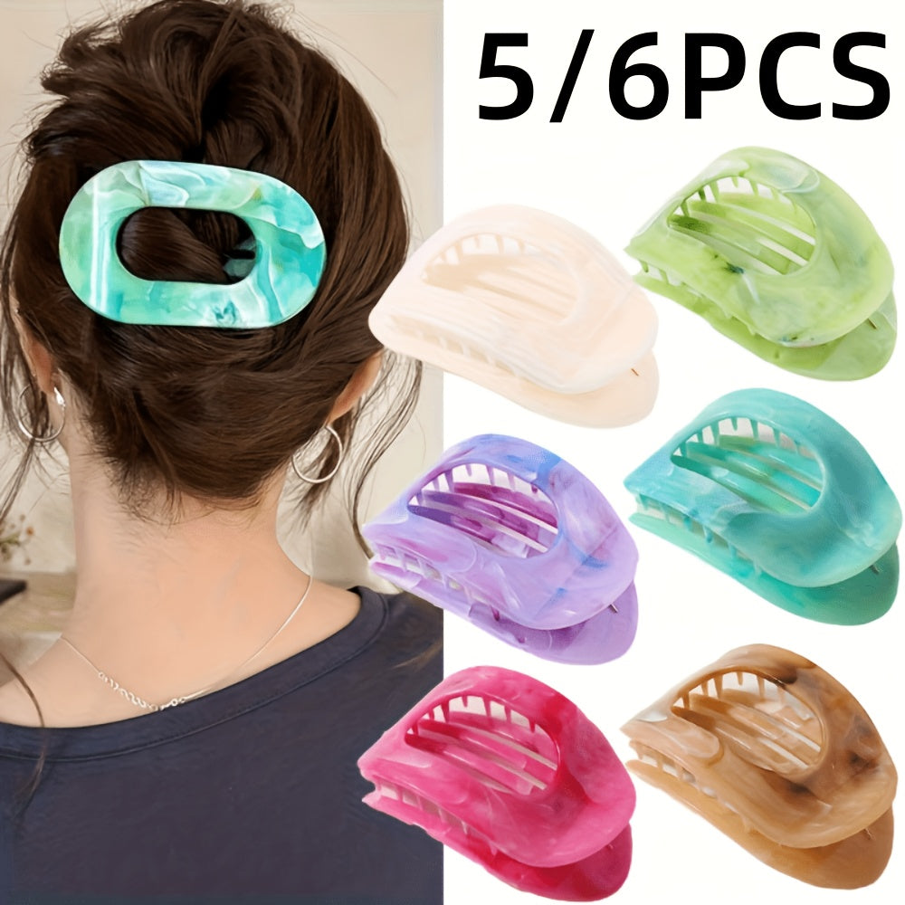 2D Flat - 5/6pcs Set of Oversized Shark-Shaped Hair Clips - Soft And Vibrant Colors Features: - Non-Slip Curved Claw Design - Extra-Large Flat Clips Ideal For: - Beach Outings - Travel Adventures - Parties - Everyday Wear