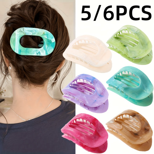 2D Flat - 5/6pcs Set of Oversized Shark-Shaped Hair Clips - Soft And Vibrant Colors Features: - Non-Slip Curved Claw Design - Extra-Large Flat Clips Ideal For: - Beach Outings - Travel Adventures - Parties - Everyday Wear