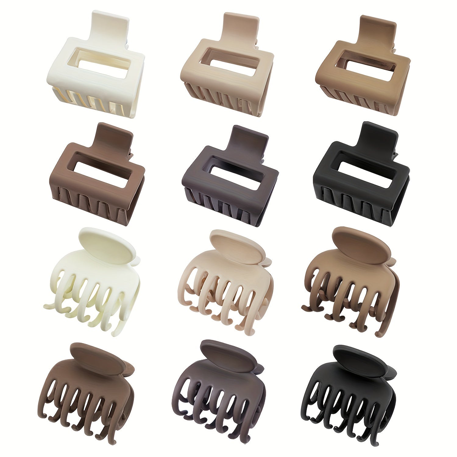 6/12pcs of Women'S Small Claw Hair Clips, Rectangular Claw Clips, And Double-Row Tooth Hair Clips, Matte Small Hair Clips Suitable for Thin to Medium Thick Hair, Cute Strong Hold Jaw Clips