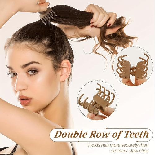 6/12pcs of Women'S Small Claw Hair Clips, Rectangular Claw Clips, And Double-Row Tooth Hair Clips, Matte Small Hair Clips Suitable for Thin to Medium Thick Hair, Cute Strong Hold Jaw Clips