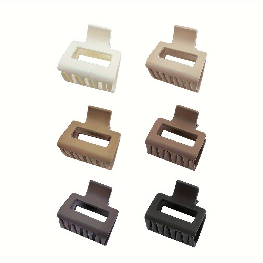 6/12pcs of Women'S Small Claw Hair Clips, Rectangular Claw Clips, And Double-Row Tooth Hair Clips, Matte Small Hair Clips Suitable for Thin to Medium Thick Hair, Cute Strong Hold Jaw Clips